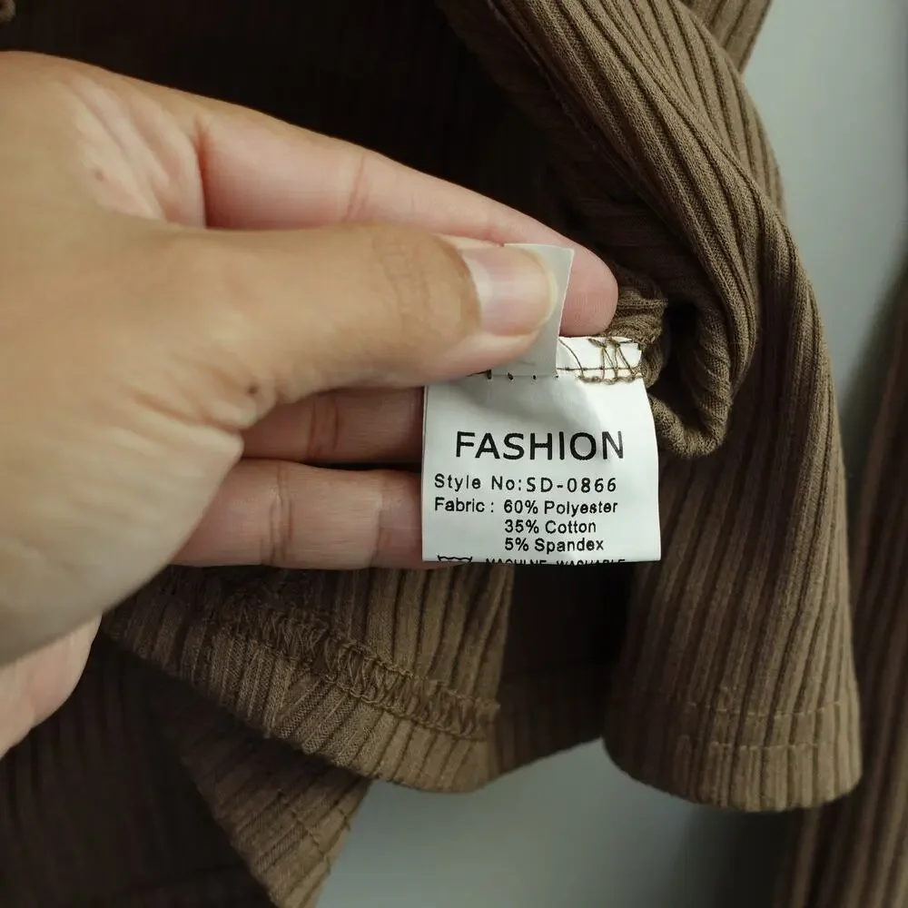 NWT Fashion Womens Slim Fit Cardigan Sweater Button Down Rib Knit Brown Size S - Picture 6 of 6